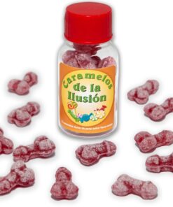 DIABLO PICANTE - 12 CARAMELOS DE LA ILUSIÓN FORMA PENE FRESA/CEREZA
