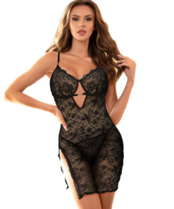SUBBLIME - 954185 BABYDOLL DE ENCAJE CON TIRANTES AJUSTABLES NEGRO S/M
