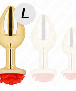 KINK - PLUG ANAL DORADO ROSA ROJA TALLA L