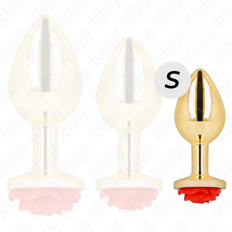 KINK - PLUG ANAL DORADO ROSA ROJA TALLA S - Imagen 3