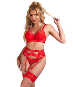 SUBBLIME - 955250 SET SUJETADOR CON LIGUERO BONDAGE ROJO S/M