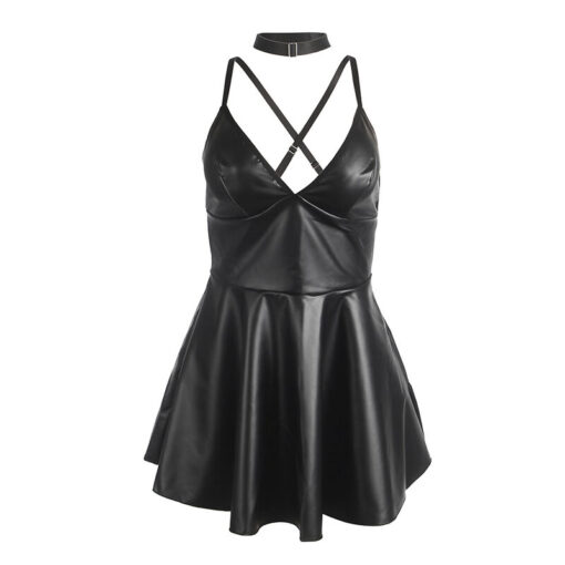 SUBBLIME - 955380 VESTIDO CON TIRANTES DE CUERO NEGRO L/XL - Imagen 5