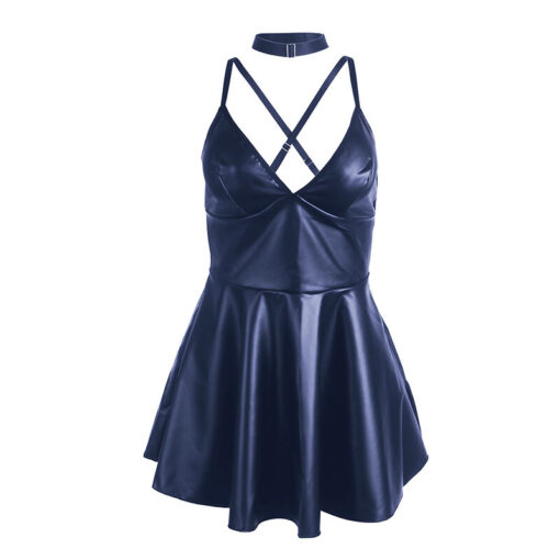 SUBBLIME - 955410 VESTIDO CON TIRANTES DE CUERO AZUL S/M - Imagen 5