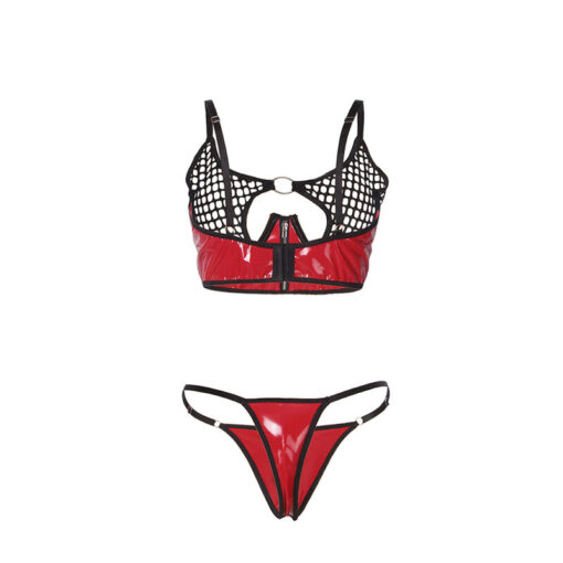 SUBBLIME - 955540 CONJUNTO SUJETADOR CON CREMALLERA DE MALLA DE CHAROL ROJO L/XL - Imagen 5