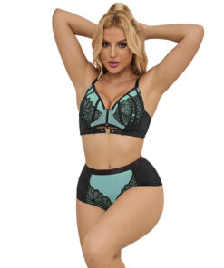 SUBBLIME - 955564 CONJUNTO SUJETADOR CON CREMALLERA DE MALLA DE CHAROL VERDE L/XL