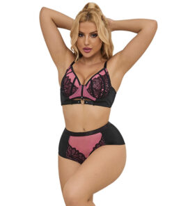 SUBBLIME - 955571 CONJUNTO SUJETADOR CON CREMALLERA DE MALLA DE CHAROL ROSA S/M