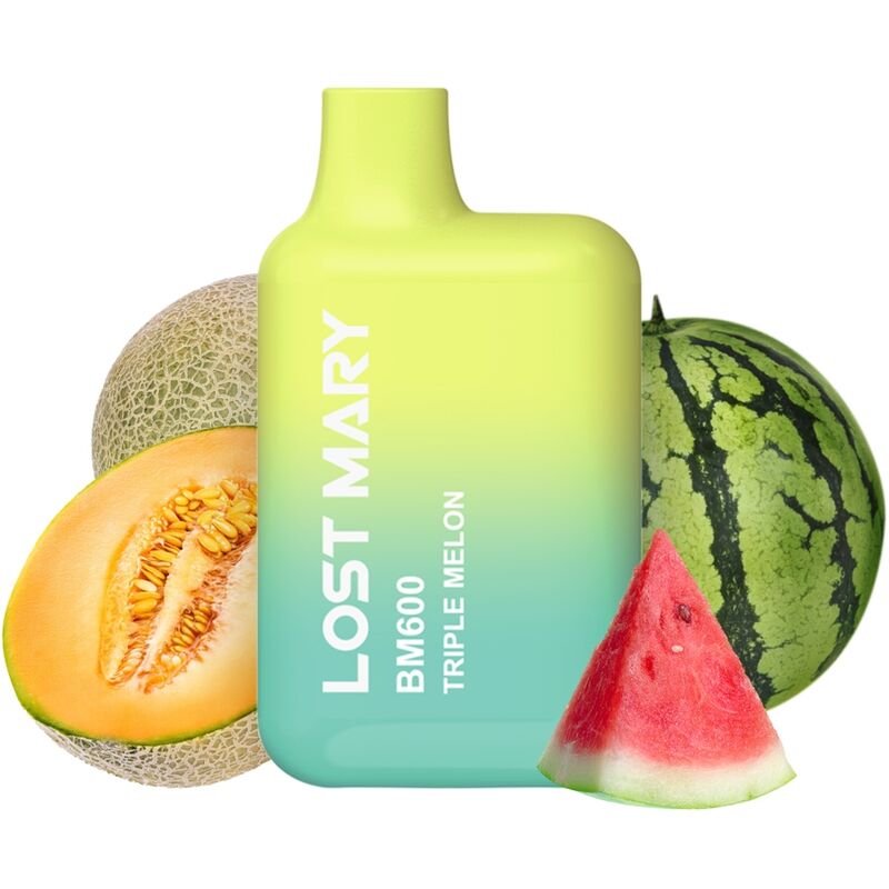 LOST MARY - (PACK PROFESIONAL EXPOSITOR - 10 UNIDADES) BM600 VAPER NICOTINA 2% DESECHABLE SABOR TRIPLE MELÓN - Imagen 2