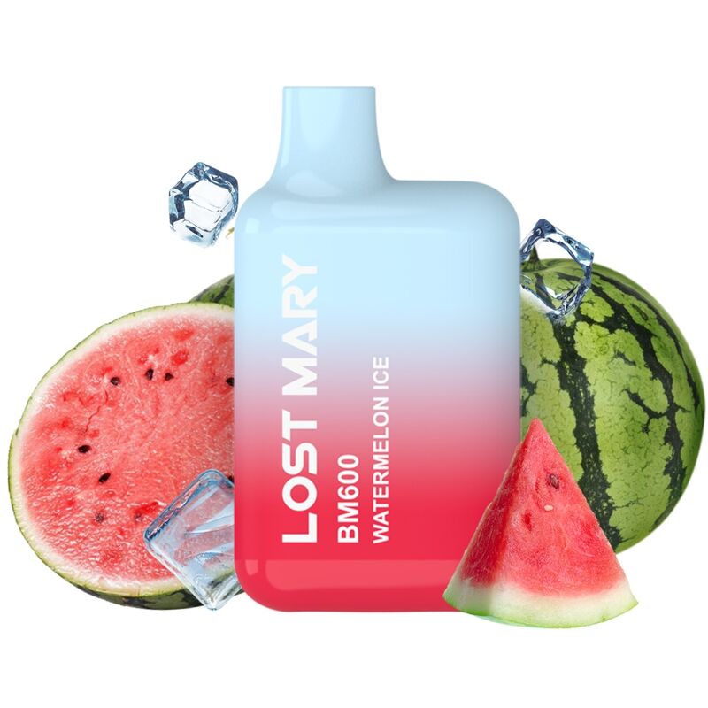 LOST MARY - (PACK PROFESIONAL EXPOSITOR - 10 UNIDADES) BM600 VAPER NICOTINA 2% DESECHABLE SABOR SANDÍA HELADA - Imagen 2