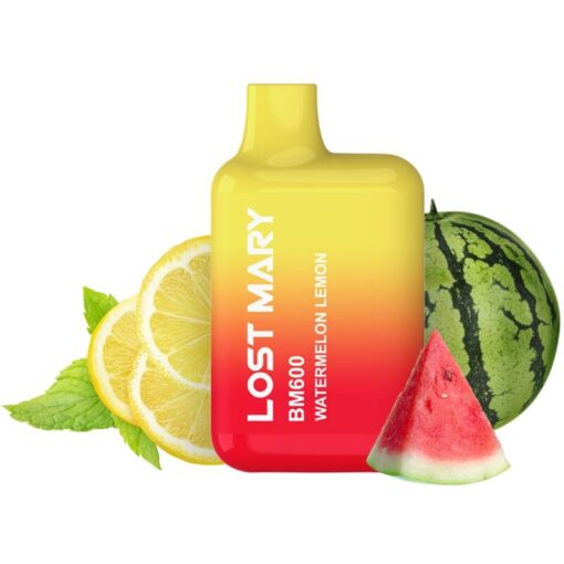 LOST MARY - (PACK PROFESIONAL EXPOSITOR - 10 UNIDADES) BM600 VAPER NICOTINA 2% DESECHABLE SABOR SANDÍA LIMÓN - Imagen 2