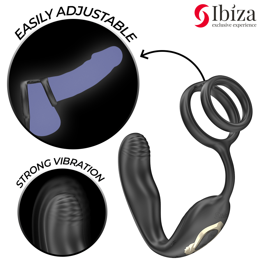 IBIZA - WIGGLE PLUG ANAL ROTADOR CONTROL REMOTO CON VIBRO-PERINEO Y ANILLAS POTENCIADORAS DE PENE - Imagen 3