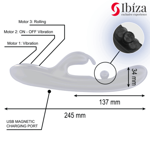 IBIZA - POTENTE VIBRADOR RABBIT CON PERLA ROLLING MASAJEADORA - Imagen 4