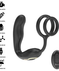 IBIZA - WIGGLE PLUG ANAL ROTADOR CONTROL REMOTO CON VIBRO-PERINEO Y ANILLAS POTENCIADORAS DE PENE