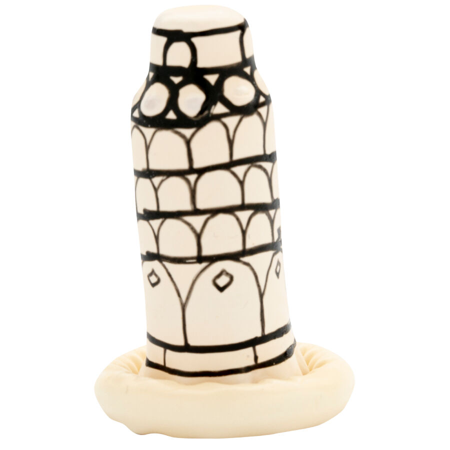 CONDOMERIE - PRESERVATIVO DECORATIVO PINTADO A MANO TORRE DE PISA - Imagen 4