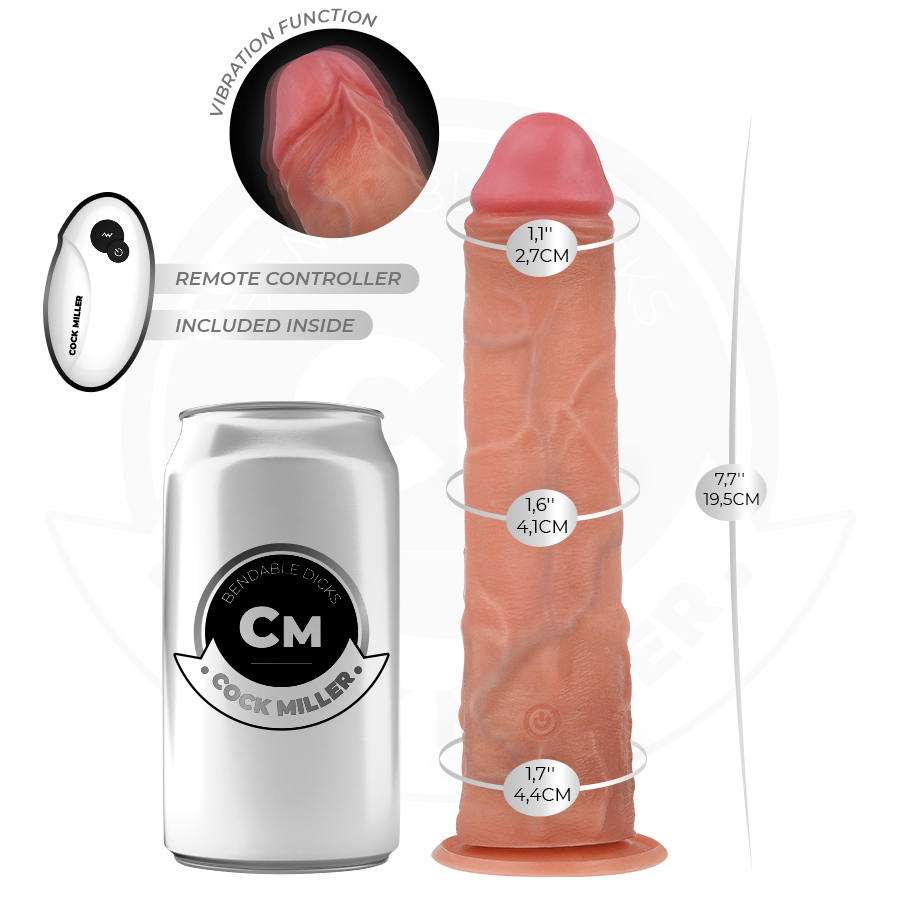 COCK MILLER - DILDO HIPERREALÍSTICO VIBRACIÓN CON CONTROL REMOTO 19,5 CM - Imagen 4