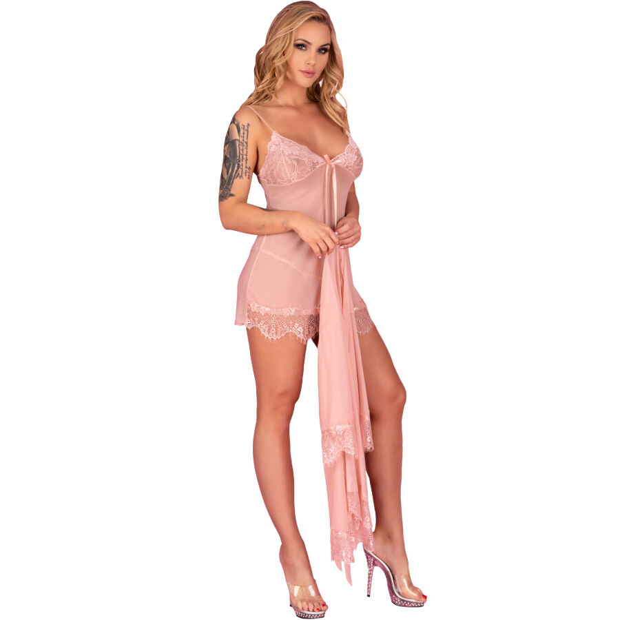 LIVCO CORSETTI FASHION - HYEONA 1710 BABYDOLL + TANGA ROSA S - Imagen 3