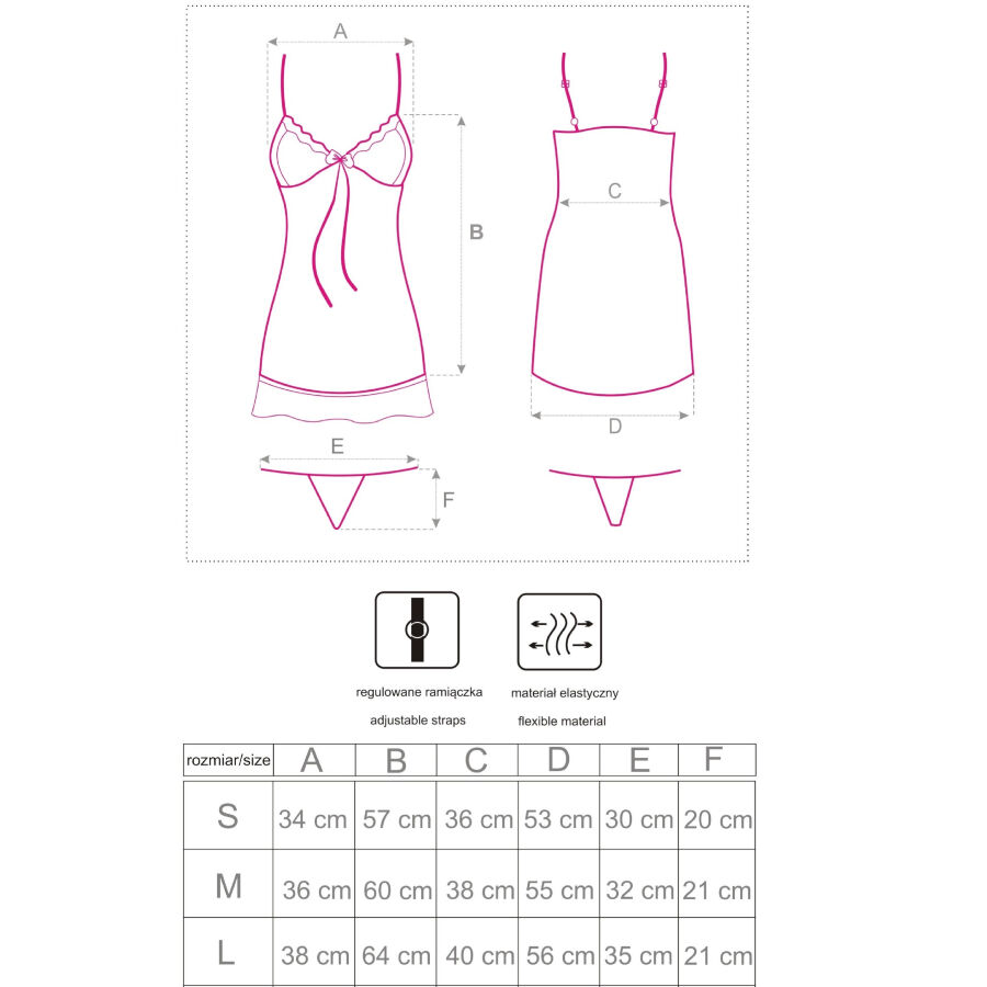 LIVCO CORSETTI FASHION - HYEONA 1710 BABYDOLL + TANGA ROSA S - Imagen 5