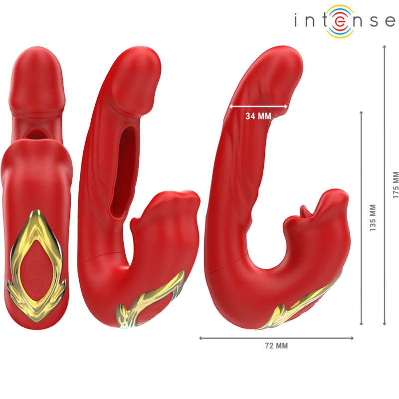 INTENSE - NATHY VIBRADOR DOBLE CON BOCA ESTIMULADORA MULTIFUNCIÓN ROJO - Imagen 3