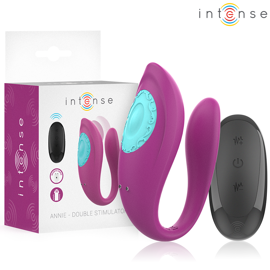 INTENSE - ANNIE ESTIMULADOR  VIBRADOR FORMA DE U MORADO CONTROL REMOTO