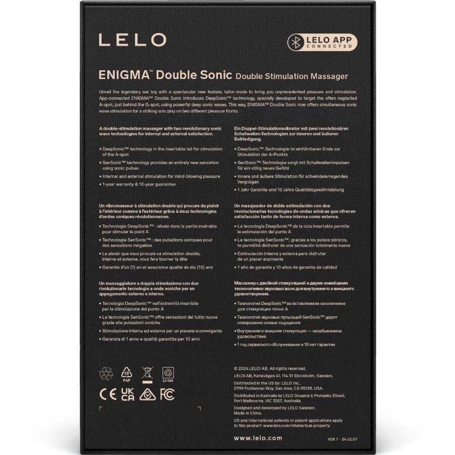 LELO - ENIGMA DOUBLE SONIC VIBRADOR PUNTO G NEGRO - Imagen 5