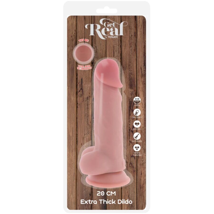 GET REAL - PENE REALÍSTICO DELUXE CON TESTÍCULOS EXTRA GRUESO 20 CM - Imagen 5