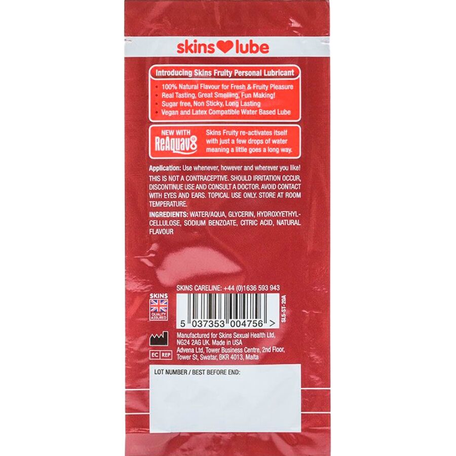 Alternative view of SKINS - FRUITY LUBRICANTE BASE DE AGUA FRESA MONODOSIS 5 ML
