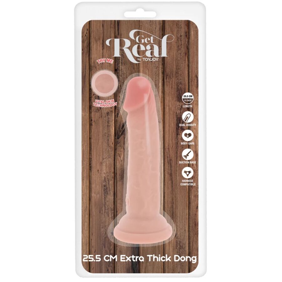 Get Real - Dildo Deluxe Dong Grueso de Doble Densidad Tpe 25.5 cm - Imagen 5