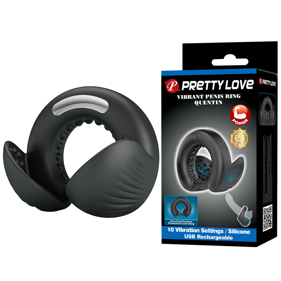 PRETTY LOVE - QUENTIN ANILLO PARA PENE CON ESTIMULADOR TESTICULAR