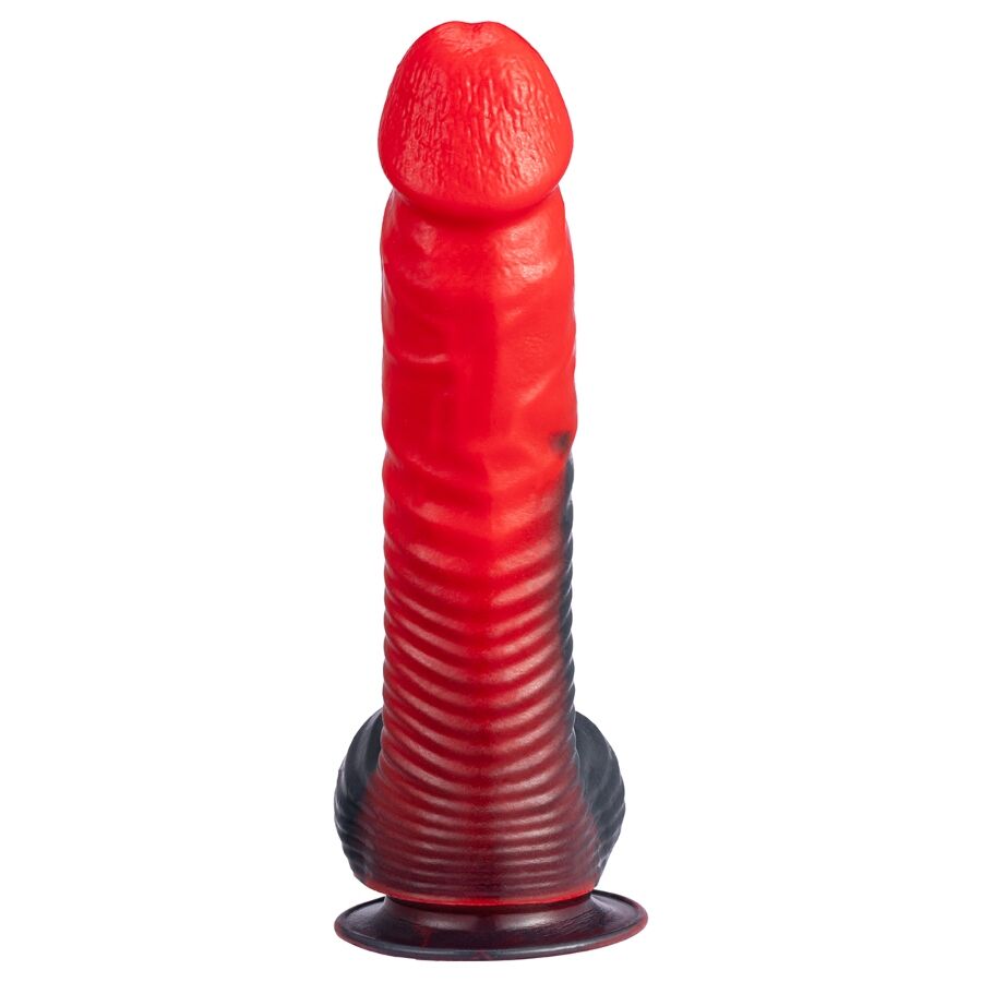 Silexd - Devil Dildo Fantasy Silicona Liquida Termoreactivo Rojo Negro 20.3 cm - Imagen 3