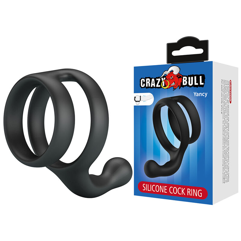 Alternative view of CRAZY BULL - YANCY ANILLO DOBLE PARA PENE Y TESTÍCULOS SILICONA NEGRO