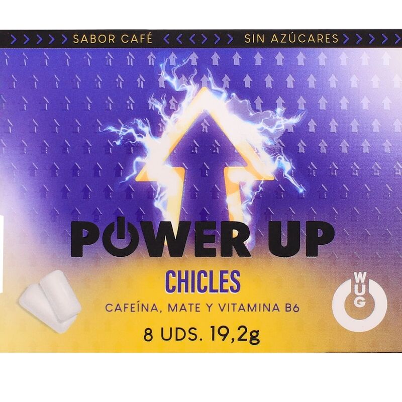 WUG power up - El chicle funcional con cafeína y mate sabor café BLISTER 8 UDS