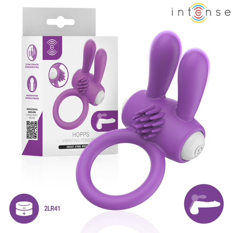 INTENSE - HOPPS ANILLO PARA PENE VIBRADOR CON ESTIMULACIÓN CLITORIANA MORADO (variante 3)