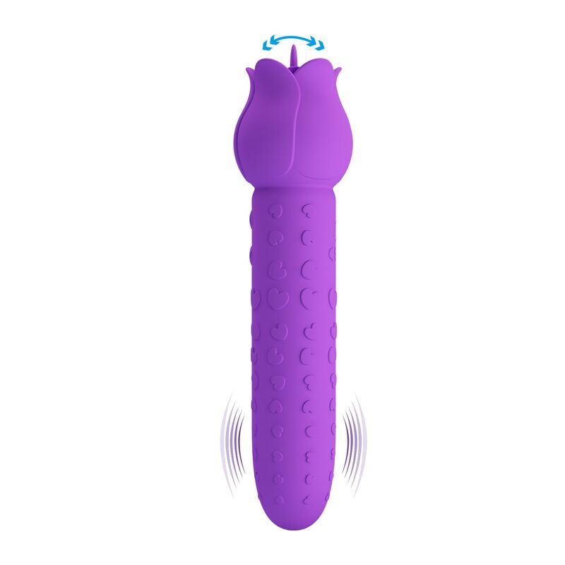 PRETTY LOVE - DANNELL VIBRADOR CON ESTIMULACIÓN ORAL Y CLITORAL RECARGABLE MORADO - Imagen 4