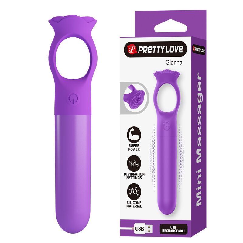 PRETTY LOVE – JENE VIBRADOR DOBLE ESTIMULACIÓN PARA PUNTO G Y CLÍTORIS MORADO